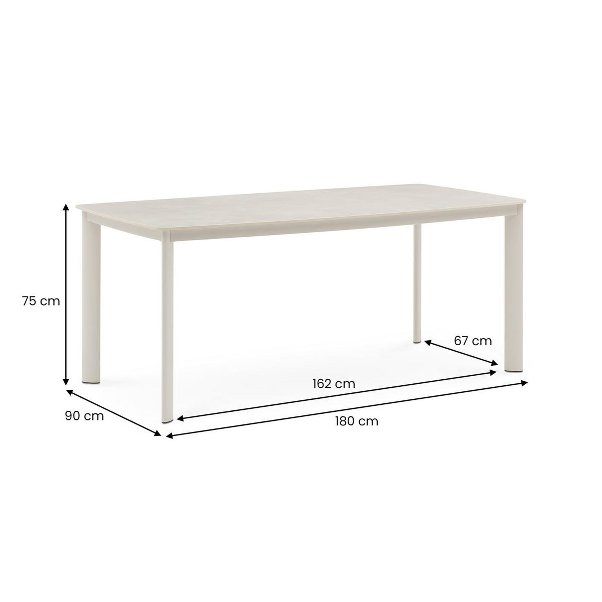 GARTENTISCH TAVOLO - Creme, Metall (90/180/75cm) - IDIMEX