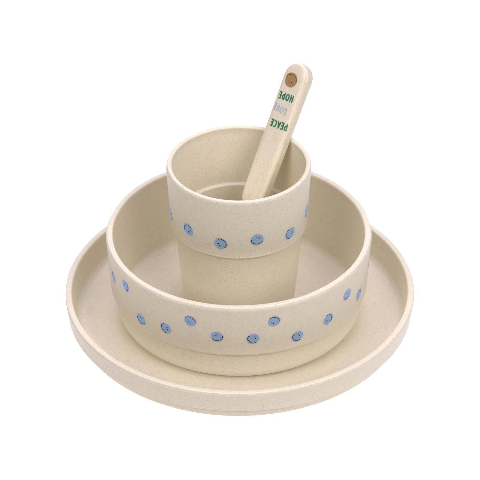 KINDER-GESCHIRR-SET Happy Rascals Smile 4er Set - Beige/Braun, Kunststoff (7.2/26/22.7cm) - Lässig