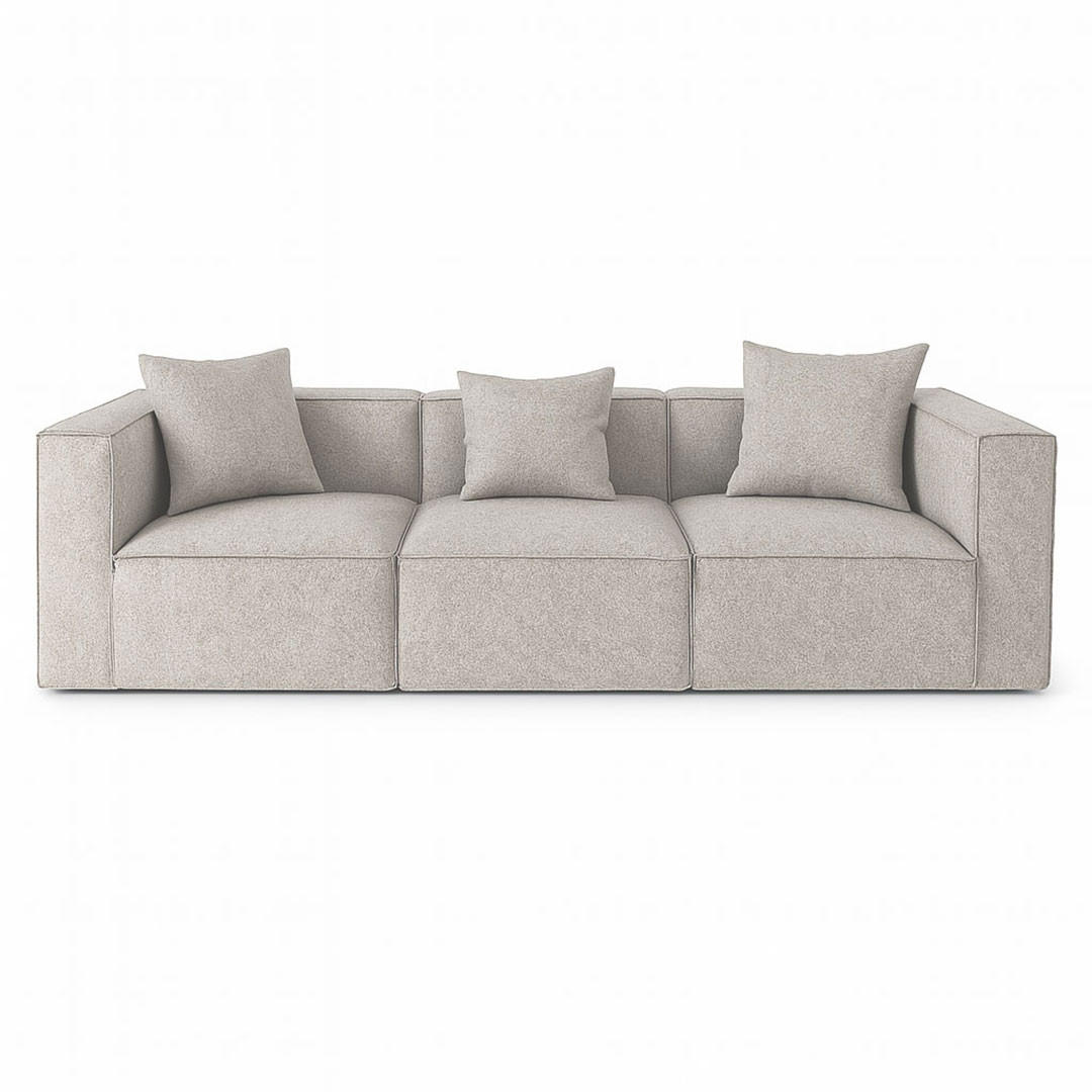 3-SITZER-SOFA Box Stoff Hellgrau - Hellgrau, Textil (256/65/92cm) - ebuy24