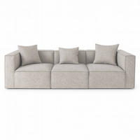 3-SITZER-SOFA Box Stoff Hellgrau - Hellgrau, Textil (256/65/92cm) - ebuy24