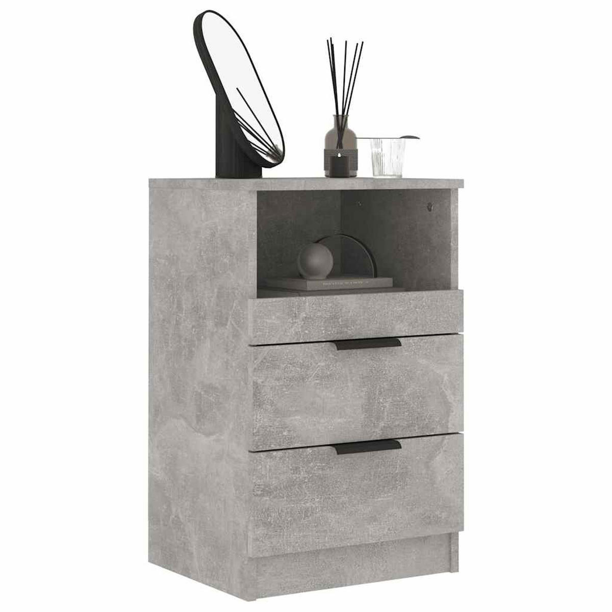 NACHTTISCH mit 2 Schubladen 40/36/65 cm aus Holzwerkstoff in Betongrau - Hellgrau, Karton/Holz (40/65/36cm) - vidaXL