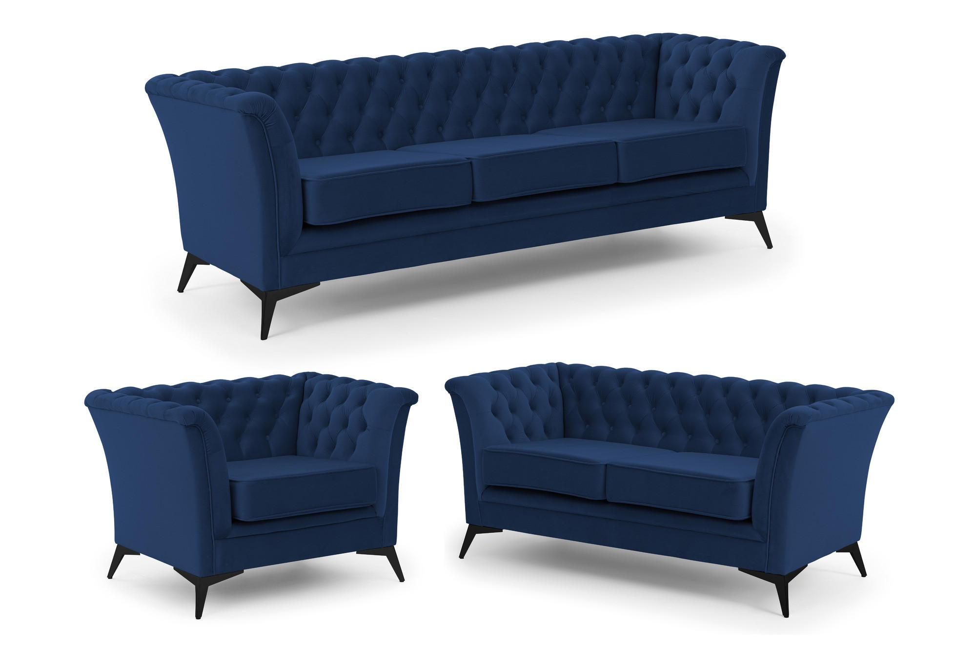 S-Style Sitzgarnitur Blau 237x78x82 cm