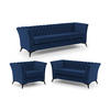 SITZGARNITUR 3+2+1 Chesterfield Whitby Marineblau Samt mit schwarzen Füßen - Blau/Schwarz, Holz/Textil (237/78/82cm) - S-Style Möbel