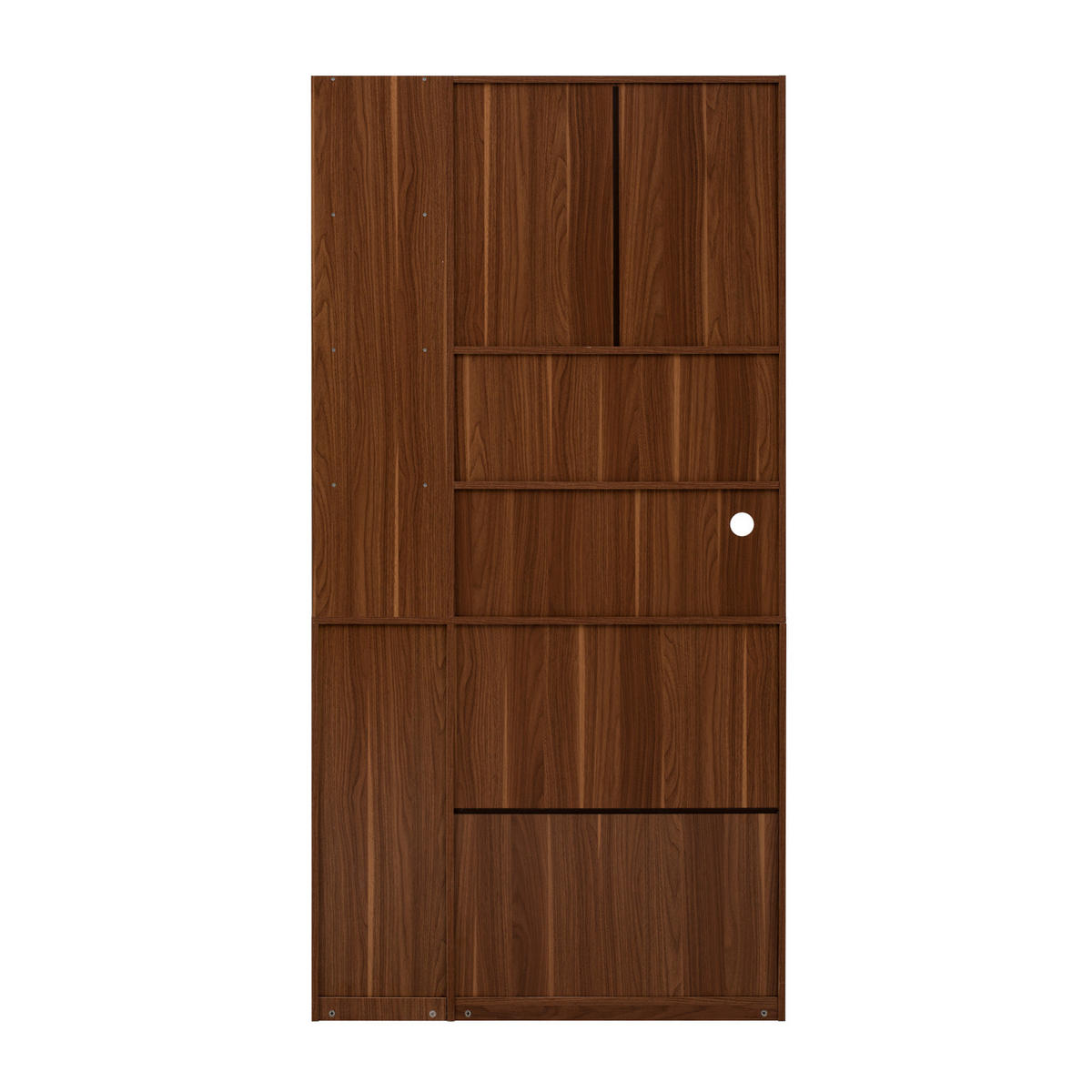 HIGHBOARD 100/40/200 cm mit 2 Schubladen und Riffelglas in Weiß/Nussbaum - Weiß, Holzwerkstoff (100/200/40cm) - BEAOK