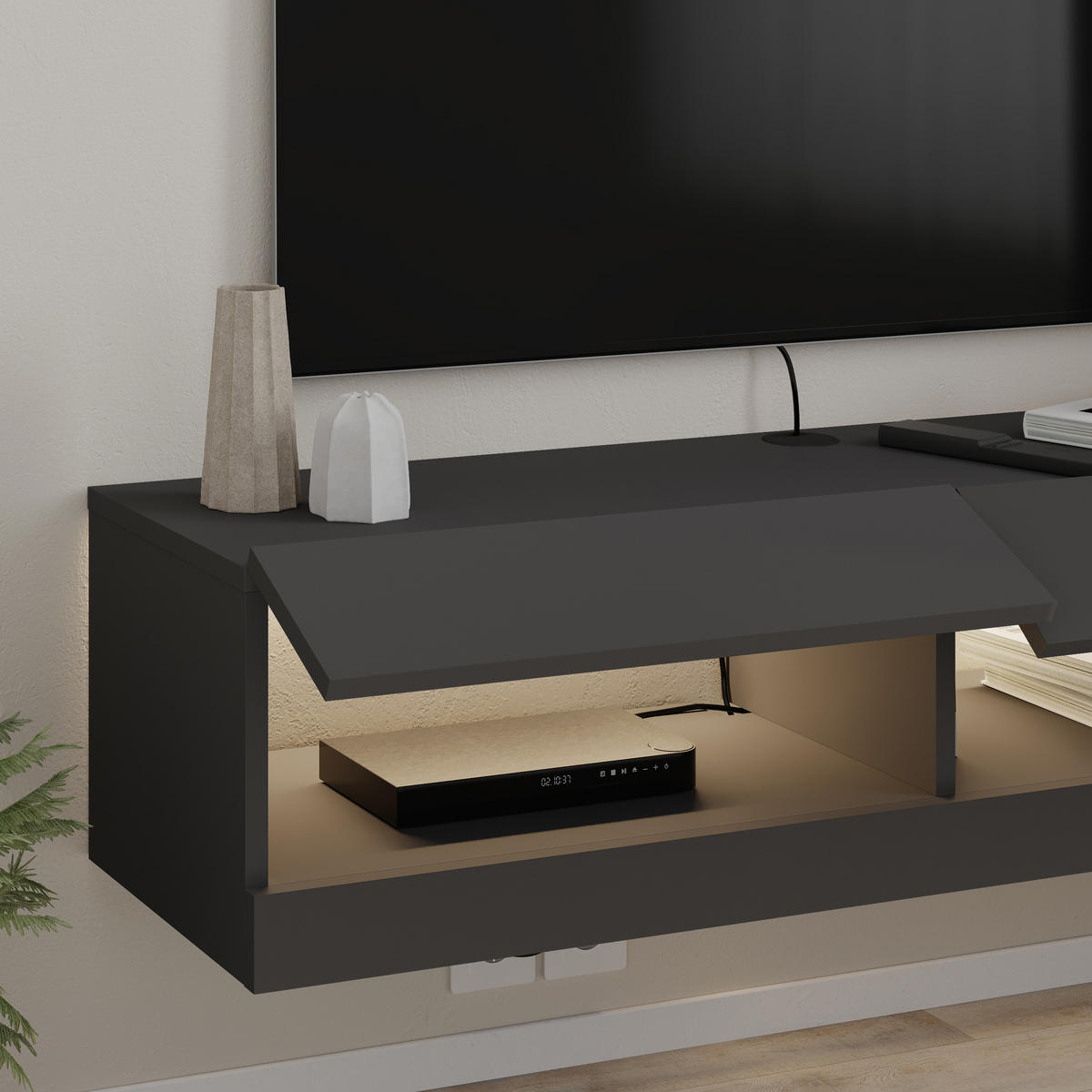 TV-LOWBOARD Moon Anthrazit 120/33,8/30 cm - Anthrazit, Holzwerkstoff (120/30/33.8cm) - Decortie