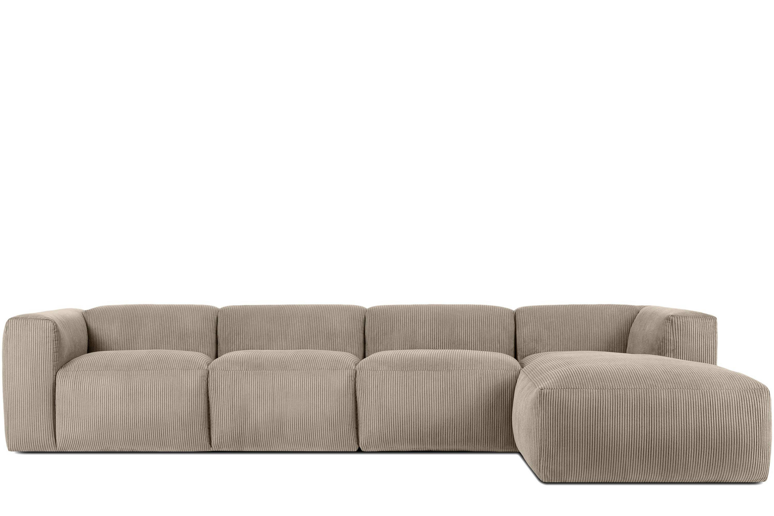 ECKMODULSOFA-RECHTS BUFFO 6-Sitzer mit extrem weicher Sitzfläche, Kordstoff, beige - Beige, Textil (377/180cm) - KONSIMO®