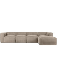 ECKMODULSOFA-RECHTS BUFFO 6-Sitzer mit extrem weicher Sitzfläche, Kordstoff, beige - Beige, Textil (377/180cm) - KONSIMO®