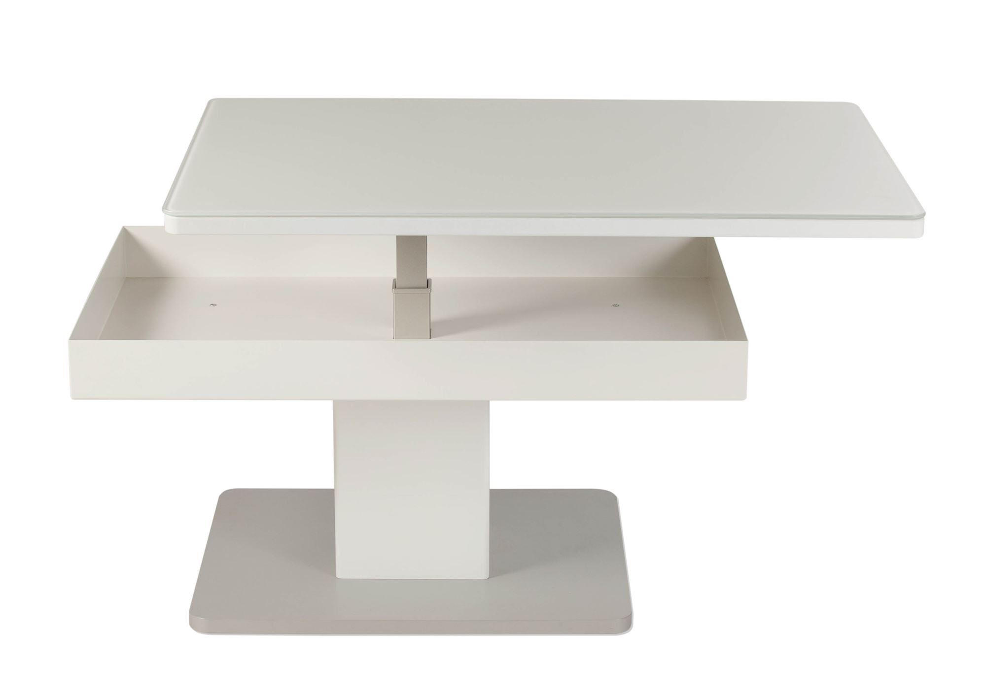 FUNKTIONSTISCH höhenverstellbar Caley 90 x 60 x 44-62 Couchtisch Weiß - Weiß, Holz (90/60/44cm) - 58aufmkessel