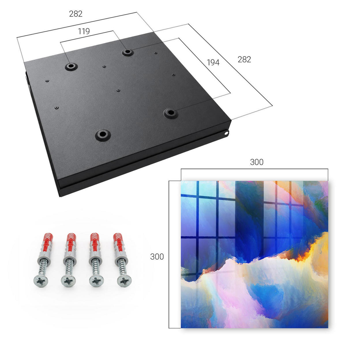 SCHLÜSSELBOX Schwarz 30x30 cm- Türöffnung nach rechts - Farbexplosion - Blau, Metall (30/30/5cm) - TULUP