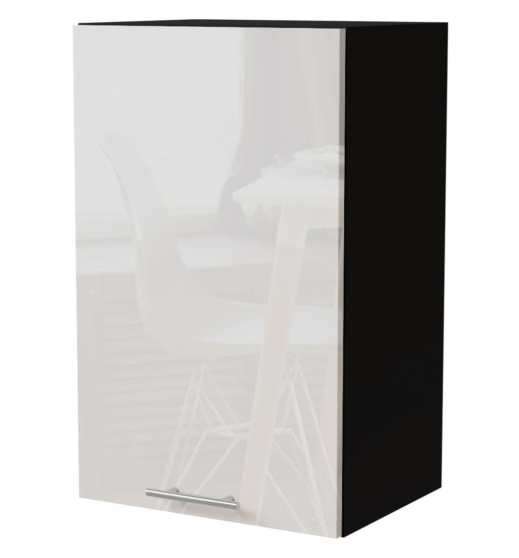Feldmann-Wohnen Küchenhängeschrank Weiß Hochglanz, Schwarz 45x72x32.5 cm