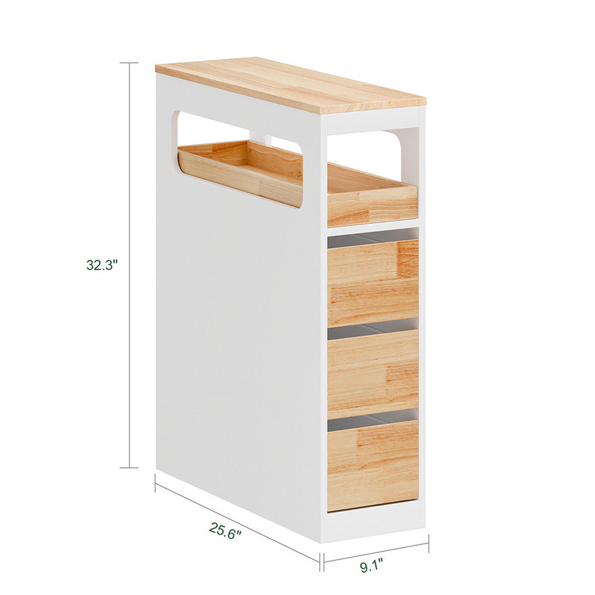 BADUNTERSCHRANK mit 3 Schubladen Weiß 65x23x82cm Minimalistisch - Weiß, Holzwerkstoff (23/82/65cm) - SoBuy