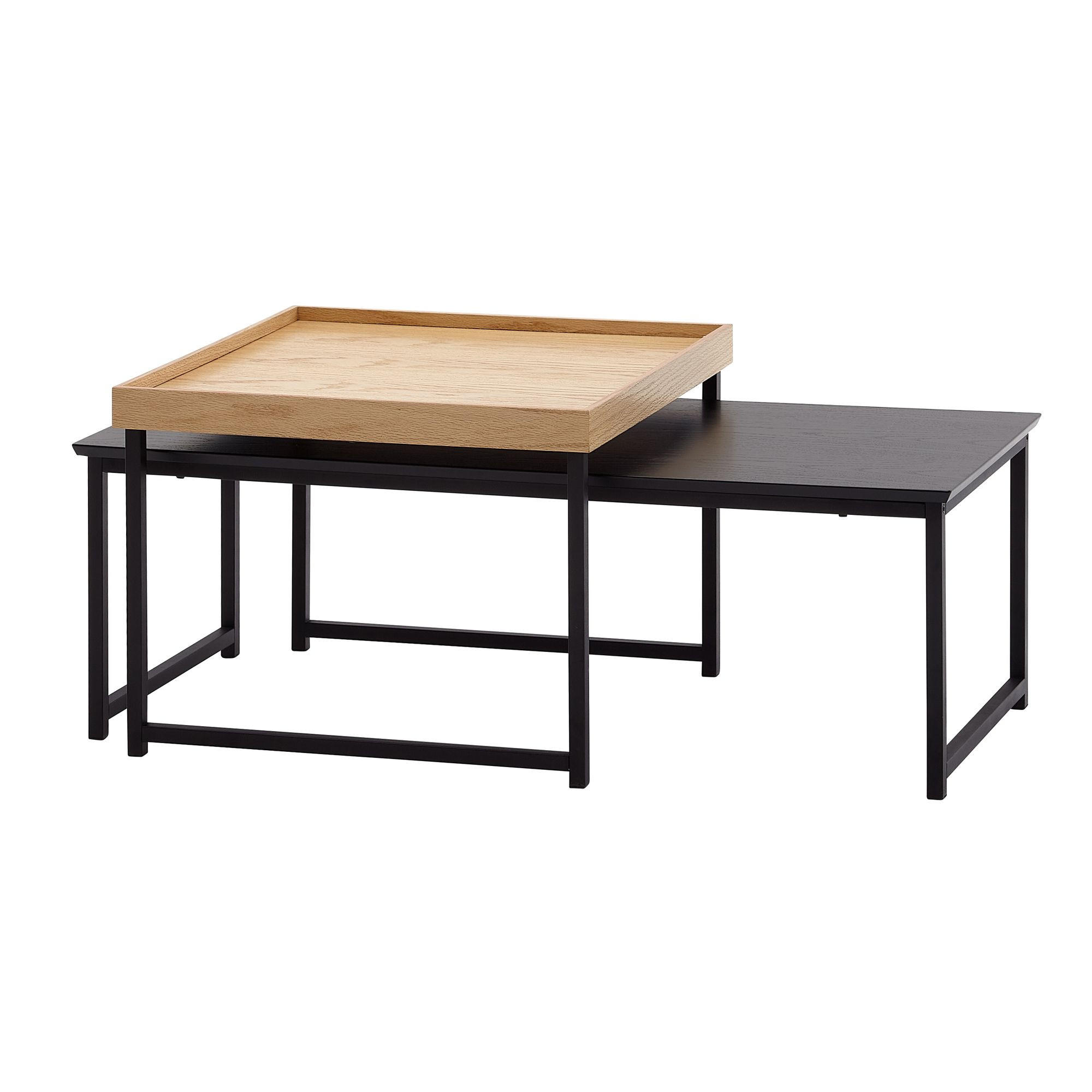 COUCHTISCH 2er Set Holz Metall Ineinanderschiebbar SILVANUS, Schwarz 110x60x45 cm - Schwarz, Holz/Metall (60/110/45cm) - KADIMA DESIGN