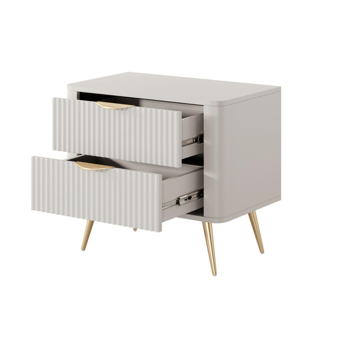 NACHTTISCH LEKNES STO1 An den Seiten abgerundete Leiste aus MDF-Platte Beige Beige - Beige, Holzwerkstoff (63/55/38cm) - Komodee