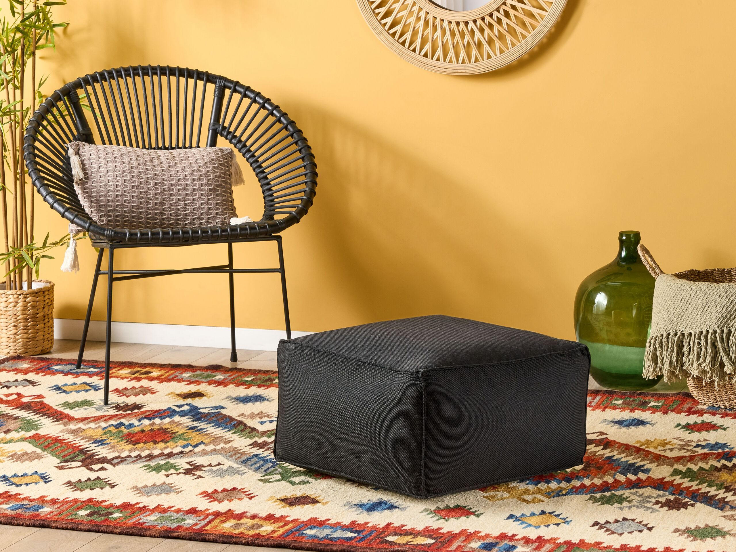Thumbnail - Beliani Pouf, Schwarz, Textil, 1-Sitzer, Quadratisch, 50x30x50 cm, Wohnzimmer, Hocker, Poufs