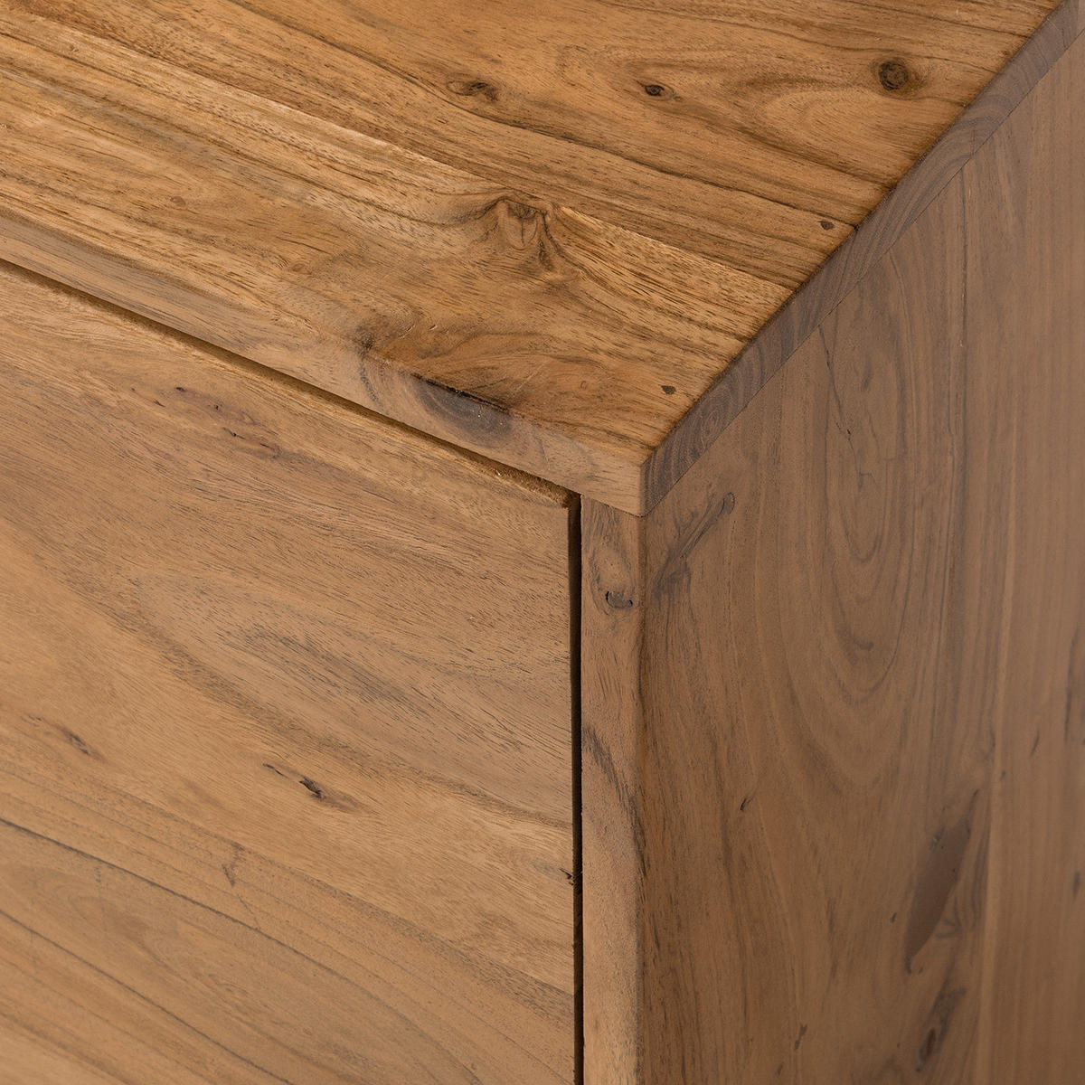 WASCHBECKENUNTERSCHRANK - Akazie massiv / Eisen - Akaziefarben, Holz/Metall (70/60/35cm) - home24