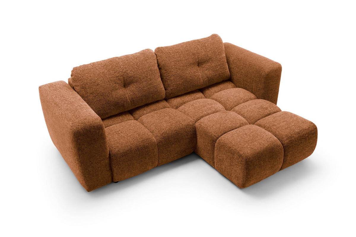 ECKSOFA ARTE 01 Orange Chenille mit Schlaffunktion - Orange, Holz (245/177cm) - MASSENO