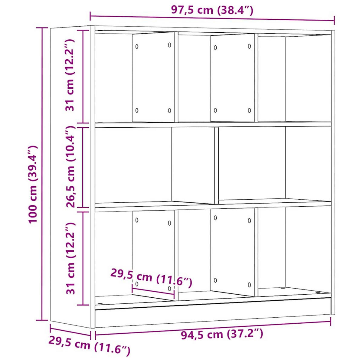 BÜCHERREGAL Artisan-Eiche 97,5/29,5/100 Cm Holzwerkstoff - Braun, Holzwerkstoff (29.5/100/97.5cm) - vidaXL