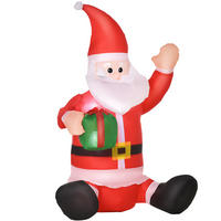 VÁNOČNÍ dekorace s ventilátorem, samonafukovací Santa Claus LED - červená, plast (50/120/70cm) - HOMCOM