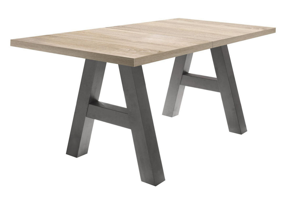 ESSTISCH ausziehbar Elia 3 140 x 90 x 75 Esszimmertisch Graphit/Eiche Sägerau - Sonoma Eiche, Holz (140/90/75cm) - 58aufmkessel
