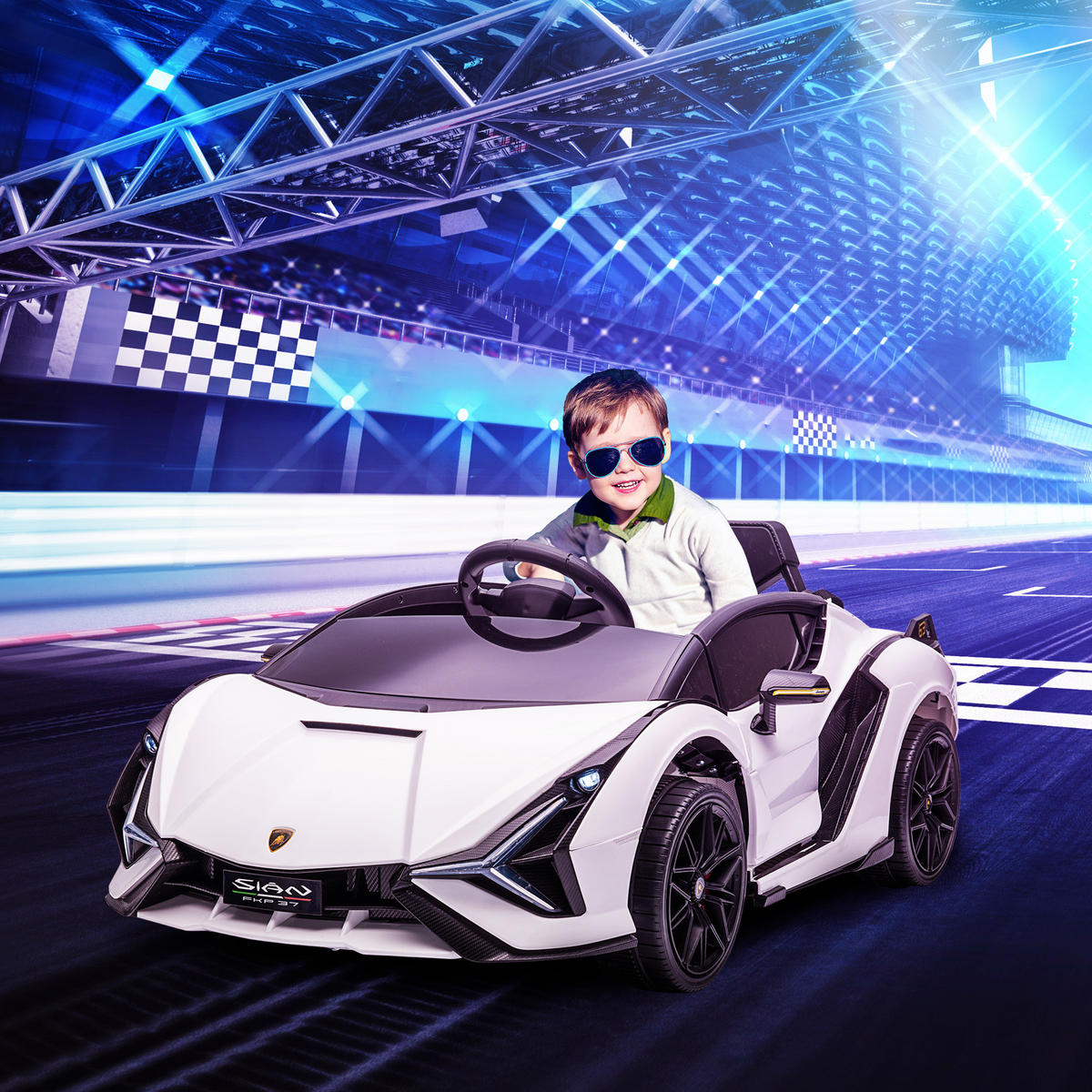 KINDERFAHRZEUG SUV-Auto-Spielzeug mit Fernbedienung Musik Weiß - Weiß, Metall (108/62/40cm) - HOMCOM