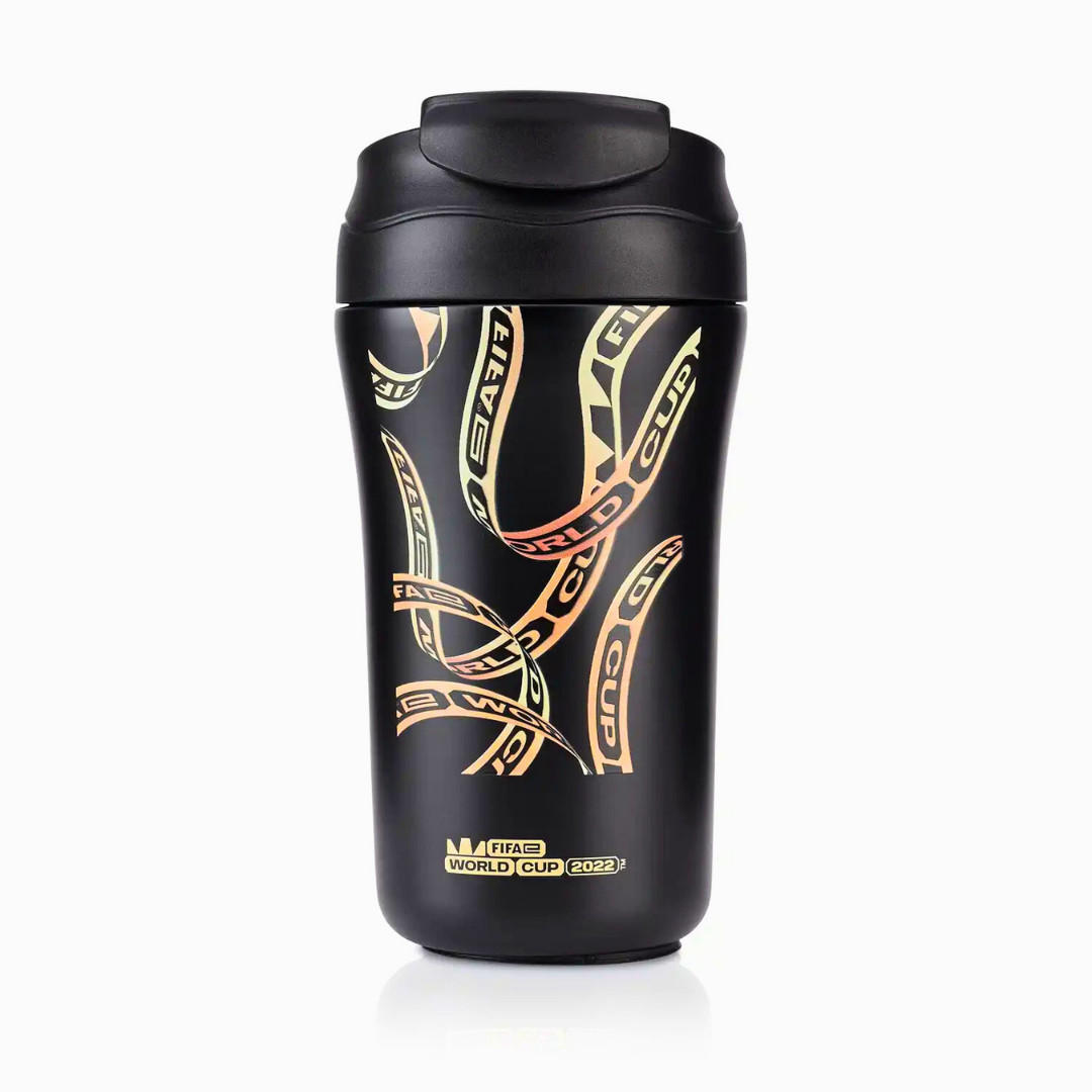 THERMOSFLASCHE 279 Schwarz, 400 ml, Edelstahl, Isolierflasche, Auslaufsicher, Thermobecher, Heiß Kalt, Coffee To Go, Premium, Reise, Outdoor, Büro - Goldfarben/Schwarz, Kunststoff/Metall (0.4L) - JUNG