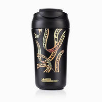 THERMOSFLASCHE 279 Schwarz, 400 ml, Edelstahl, Isolierflasche, Auslaufsicher, Thermobecher, Heiß Kalt, Coffee To Go, Premium, Reise, Outdoor, Büro - Goldfarben/Schwarz, Kunststoff/Metall (0.4L) - JUNG