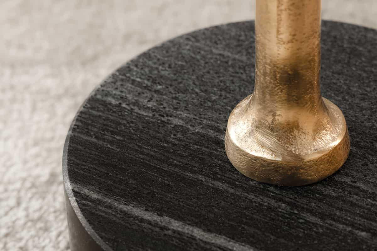 BEISTELLTISCH TRAYFUL rund Akazie 55cm - Goldfarben/Schwarz, Holz/Metall (40/40/55cm) - riess-ambiente