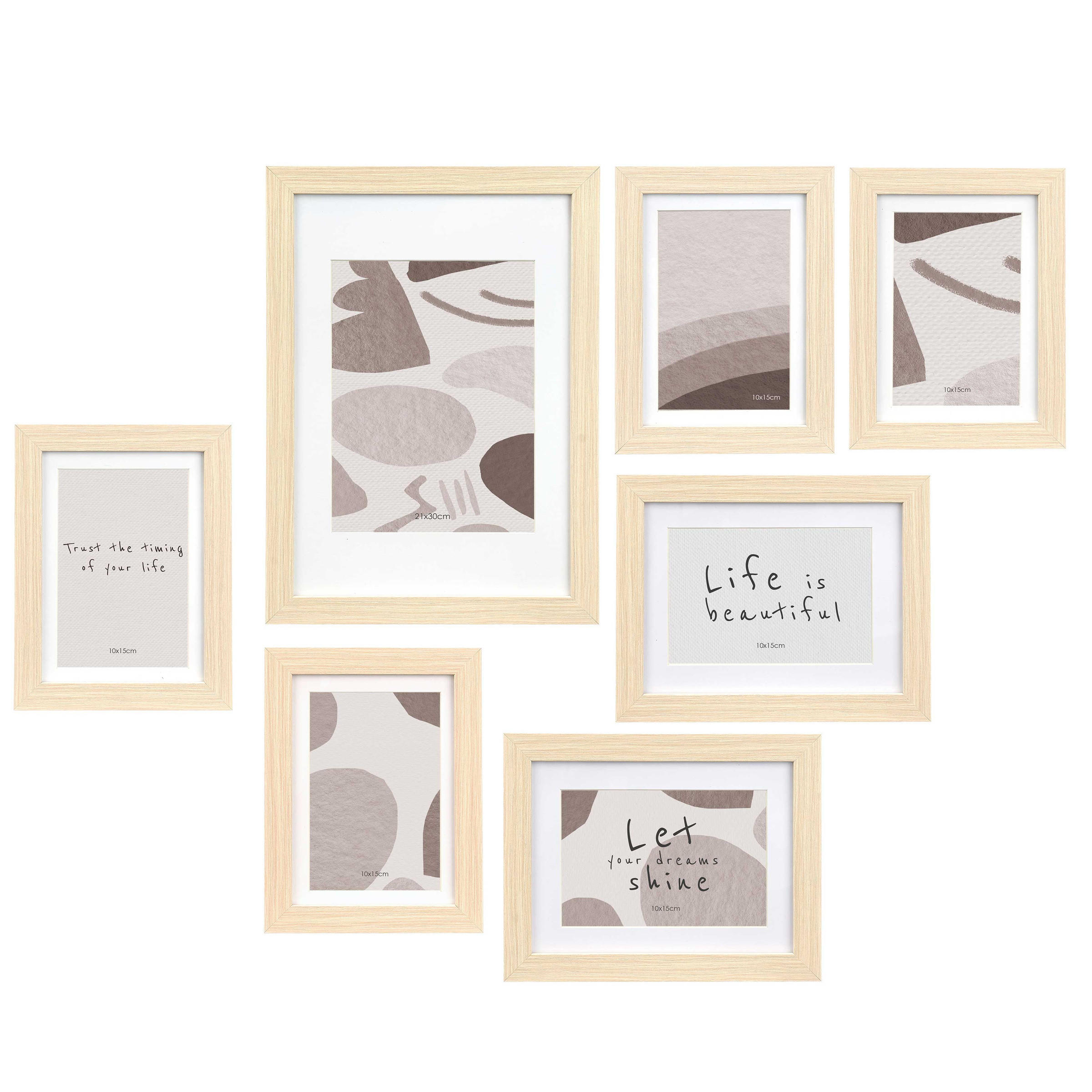 BILDERRAHMEN Mural 7er Set - Beige, Holz (35/6/25cm) - Giftdecor