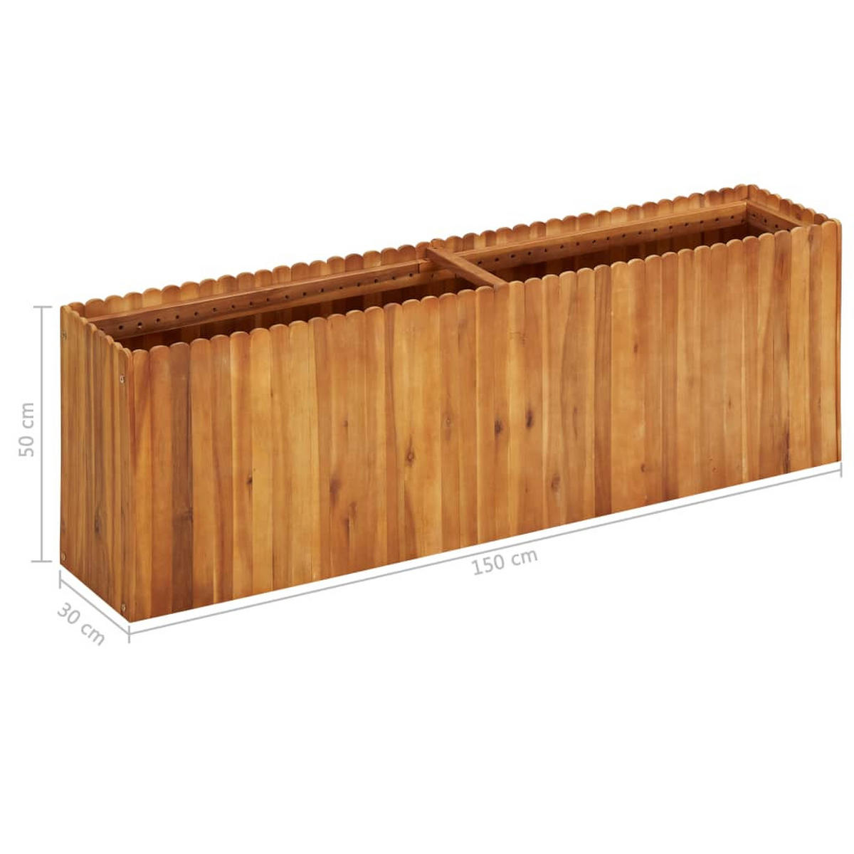 HOCHBEET aus Holz JONA | 150x30x50cm, Akazienholz - Braun, Holz (150/50/30cm) - DELUKE