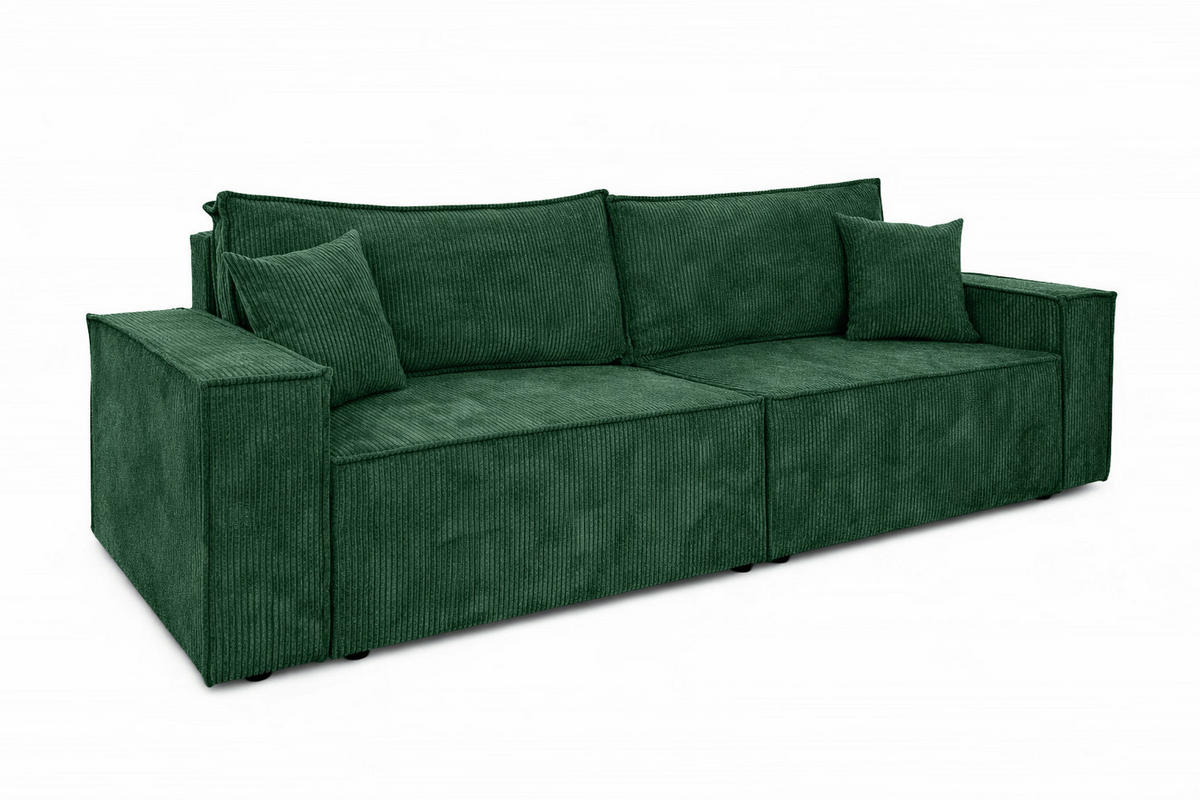 SOFA Mit Schlaffunktion Und Bettkasten, Cordstoff Poso, Hellgrau, BEST SCORNER - Grün, Holz (245/83/90cm) - Kaiser Möbel