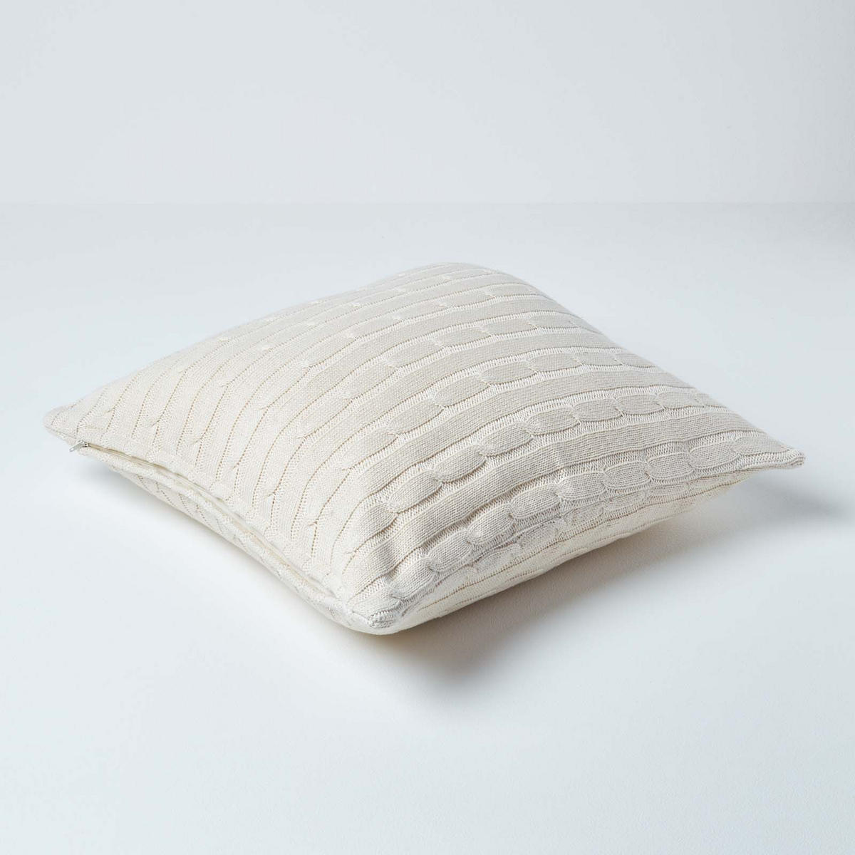 KISSENHÜLLE Zopfmuster 45/45 cm - Creme, Textil (45/45cm) - Homescapes