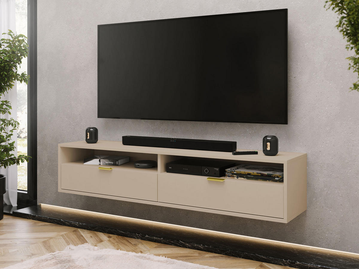 TV-LOWBOARD Queen 175 - Kaschmir/Goldfarben, Holzwerkstoff/Metall (175/35/33cm) - MIRJAN24