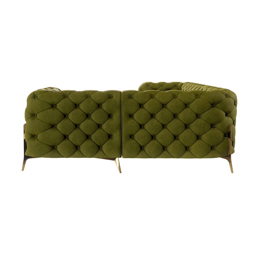 Thumbnail - S-Style Möbel Ecksofa, Olivgrün, Textil, Echtholz,Buche, Birke, 5-Sitzer, Füllung: Polyetherschaumkern, Eckteil, L-Form,...