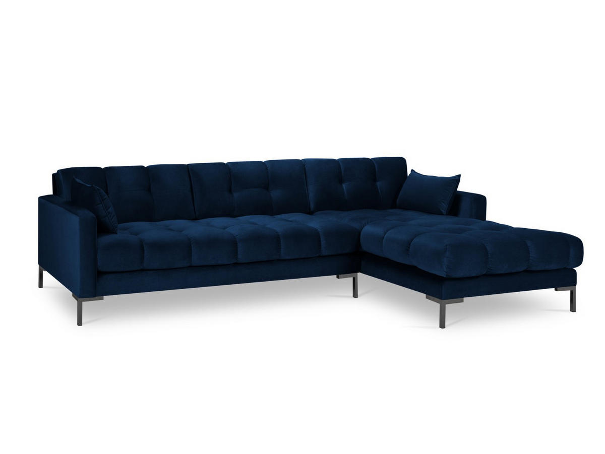 ECKSOFA rechts Mamaia aus Samt königsblau 5 Sitzplätze - Blau, Textil (185/293cm) - Micadoni