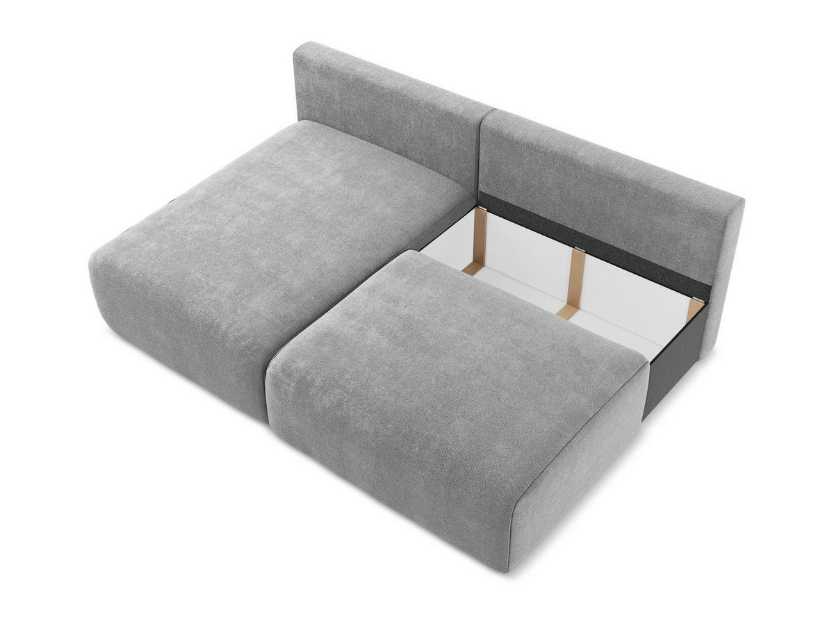 ECKSOFA mit Schlaffunktion links Chenille Stoff Grau - Blau/Schwarz, Kunststoff/Textil (149/210cm) - Makamii