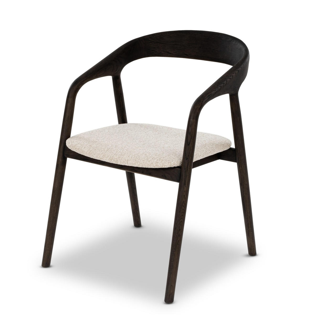 ESSZIMMERSTUHL Celeste, Braunes Eichenholz + beiger Stoff - Beige/Braun, Holz (55/80/61.5cm) - WOODEK