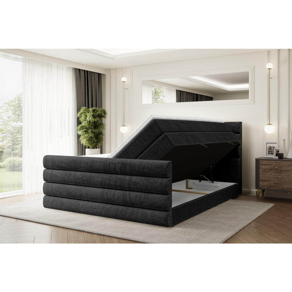Thumbnail - Altdecor Boxspringbett, Schwarz, Holzwerkstoff, Höhe ca. 20 cm, 140x200 cm, Schlafzimmer, Betten, Boxspringbetten