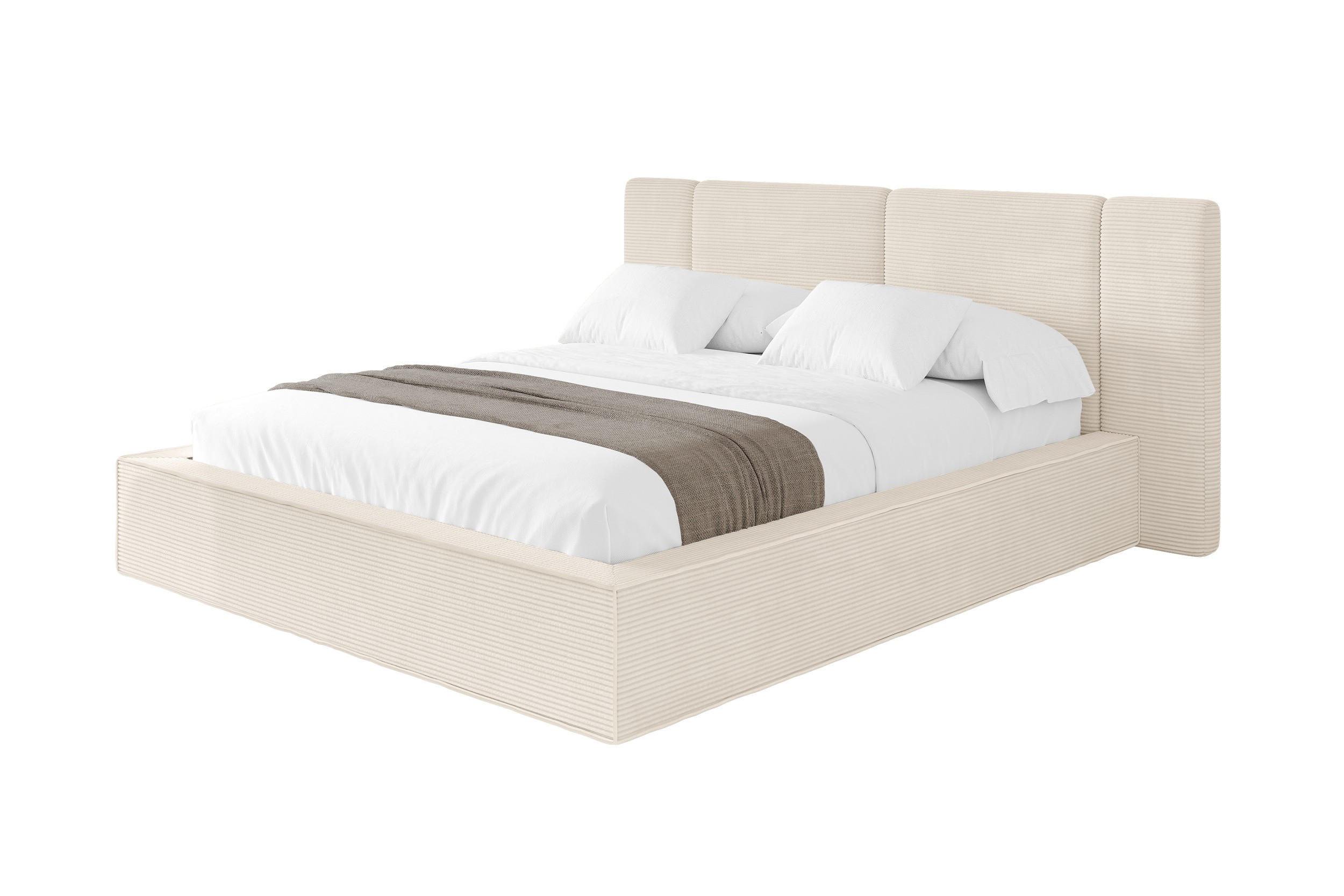 POLSTERBETT mit Bettkasten und Lattenrost, Bett mit Matratze H3/H4 - RIVO 140x200 Beige - Creme, Holzwerkstoff/Textil (140/200cm) - ALTDECOR