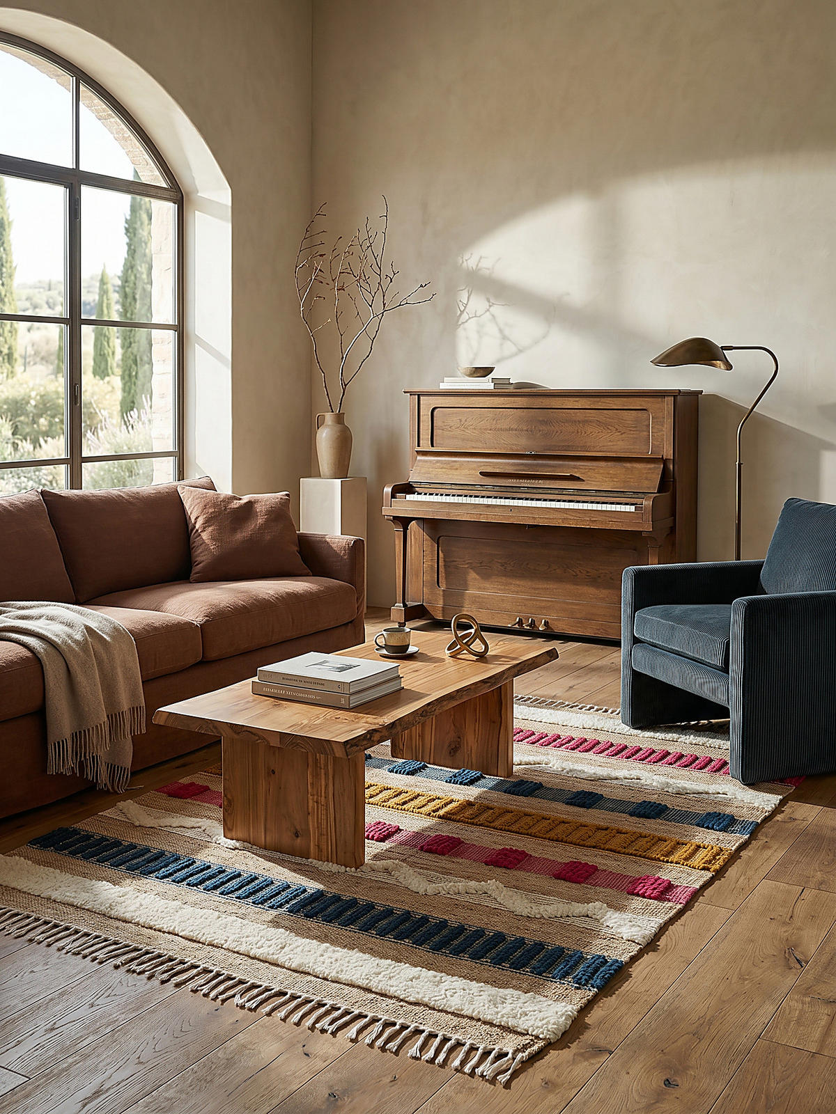 TEPPICH Hoch-Tief Struktur Gestreift, Ethno-Stil, mit Fransen wendbar, Esszimmer Natur-Multicolor Rechteckig 160x230 - Multicolor, Textil (160/230cm) - KADIMA DESIGN
