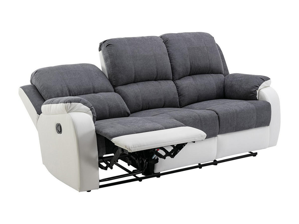 RELAXSOFA - 3 Personen - stoff - grau, weiß Brody - Weiß, Kunststoff/Textil (202/99/98cm) - Vente-Unique