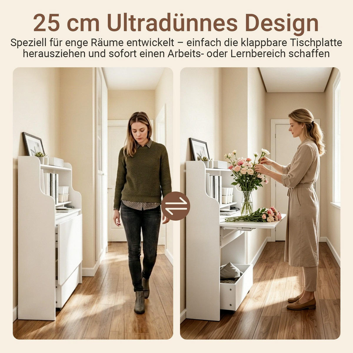 SCHREIBTISCH klappbar mit Aufbewahrungsbox Weiß 64x100,6x63 cm - Weiß, Holzwerkstoff (61/25/100cm) - SoBuy