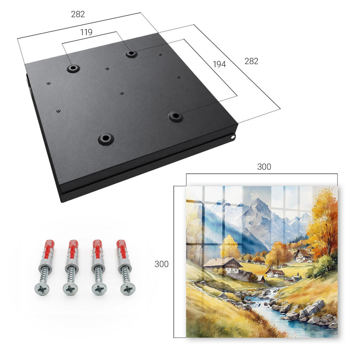 SCHLÜSSELBOX Schwarz 30x30 cm- Türöffnung nach rechts - Bergfrieden - Gelb, Metall (30/30/5cm) - TULUP