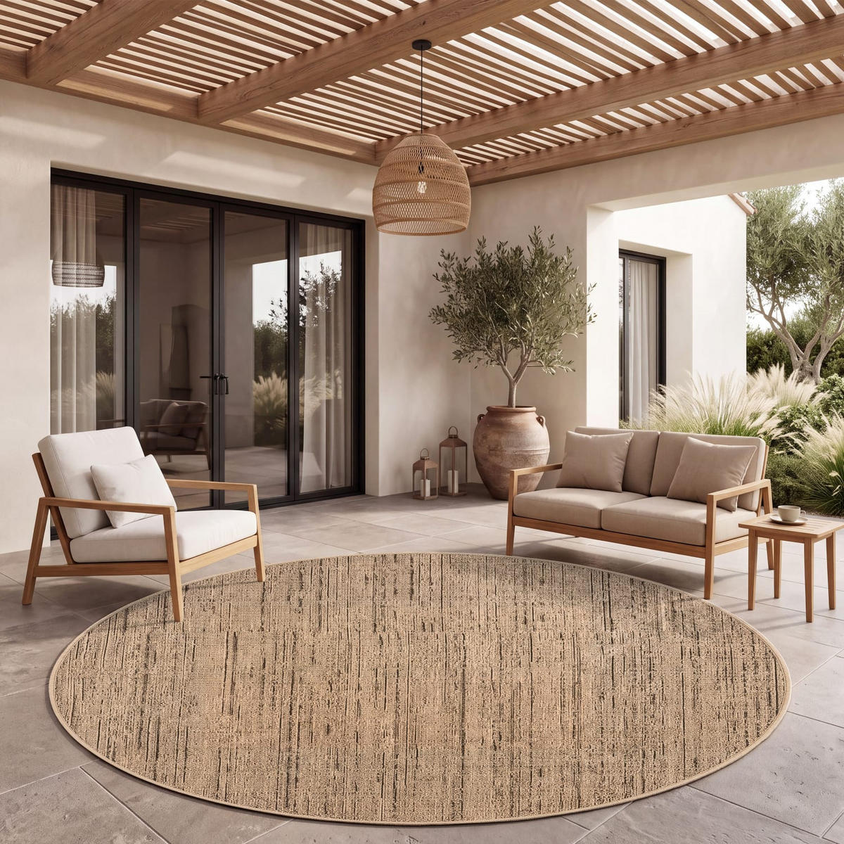 OUTDOORTEPPICH 120/120 cm Aachen 781 - Beige, Kunststoff (120/120cm) - Paco Home