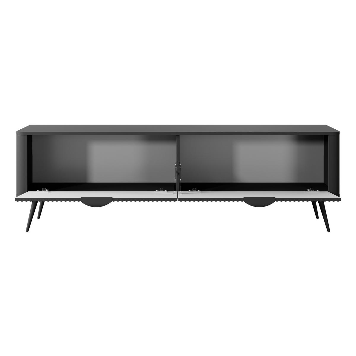 TV-ELEMENT LEKNES RTV1 Reliefierte Fronten aus MDF-Platte Schwarz Schwarz - Schwarz, Glas/Holzwerkstoff (163/51/38cm) - Komodee