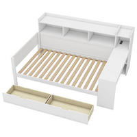 TAGESBETT 90/200 cm DE-04807, mit Schreibtisch und 2 Schubladen in Weiß - Weiß, Holzwerkstoff (90/200cm) - ComfortXL