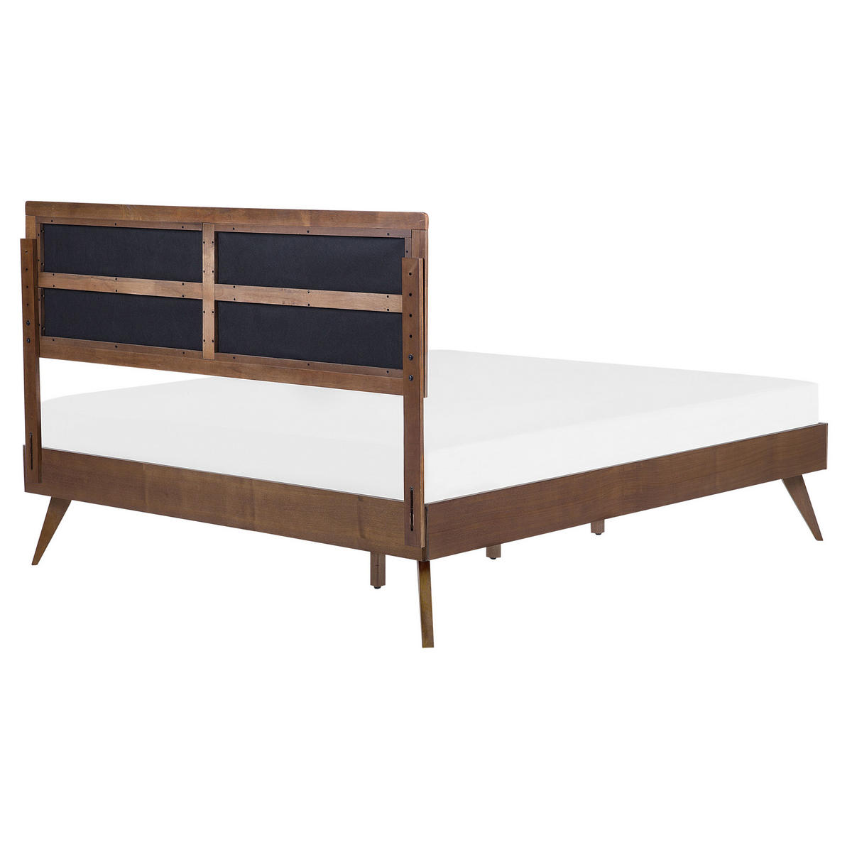 HOLZBETT 160/200cm Dunkler Holzfarbton Poissy - Dunkelbraun, Holzwerkstoff/Textil (160/200cm) - Beliani