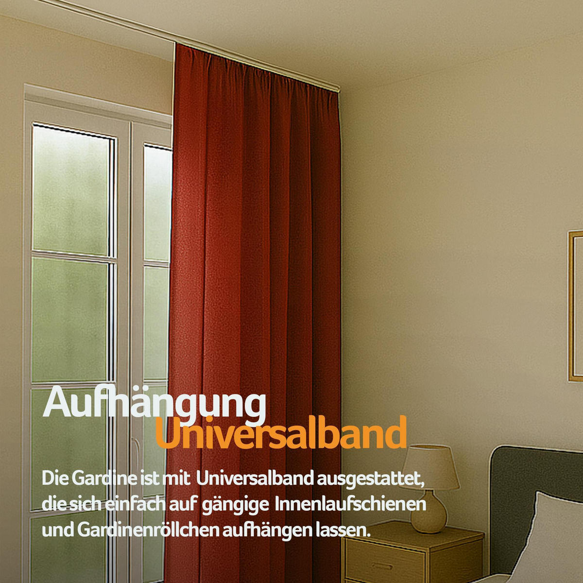 FERTIGVORHANG blickdicht 140x175 cm Universalband Rot - Rot, Textil (140/175cm) - Bestlivings