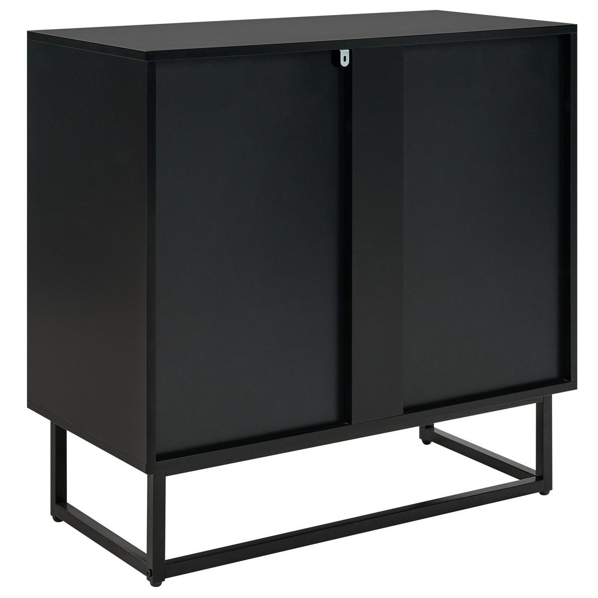 SIDEBOARD Černý Alaska - černá/světle hnědá, kompozitní dřevo (80/80/40cm) - Beliani