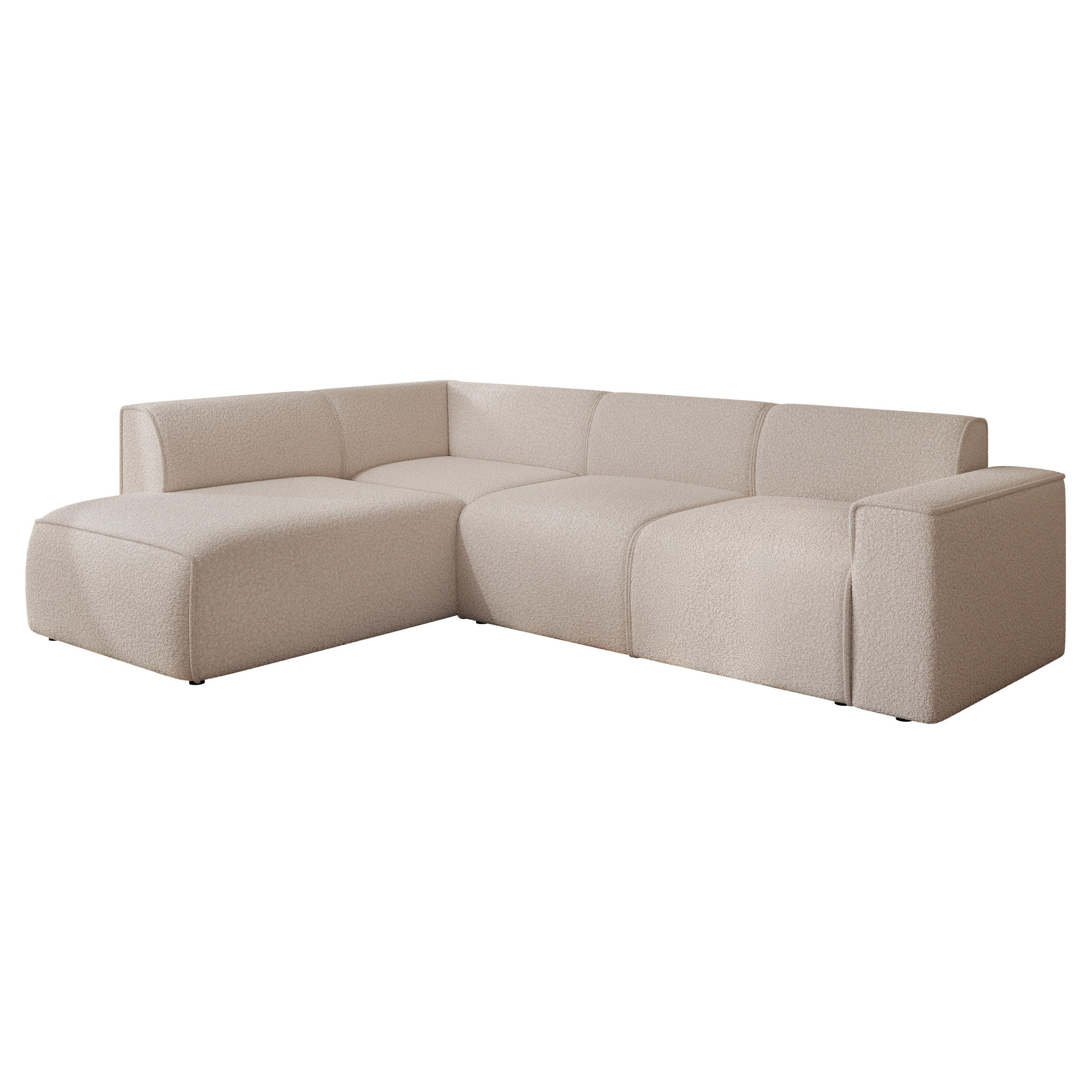 ECKSOFA ZAVO Feiner Mischstoff in Beige - Beige, Holzwerkstoff/Kunststoff (310/218cm) - Idohome