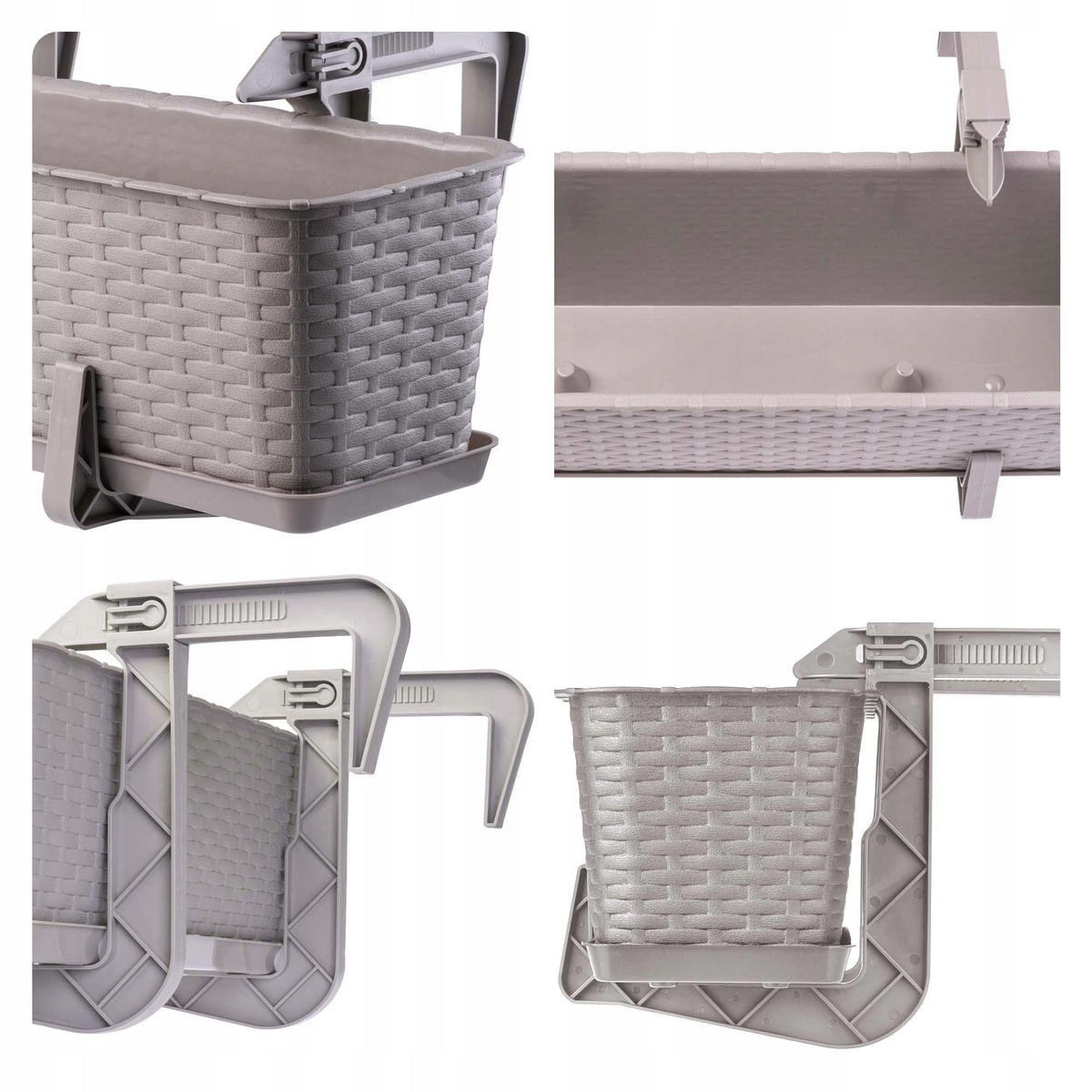 BALKONKASTEN mit Griffen, Beige, 40 cm, 3 Stk. - Beige, Kunststoff (17/40cm) - KADAX